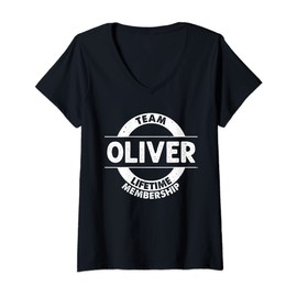 Womens OLIVER Gift Funny Surname Family Tree Birthday Reunion Idea V-Neck T-Shirt