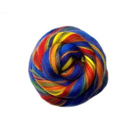 CyberloxShop 100g Dyed Merino Wool Top Roving Rainbow Blend Dreads 64's for Felting Spinning