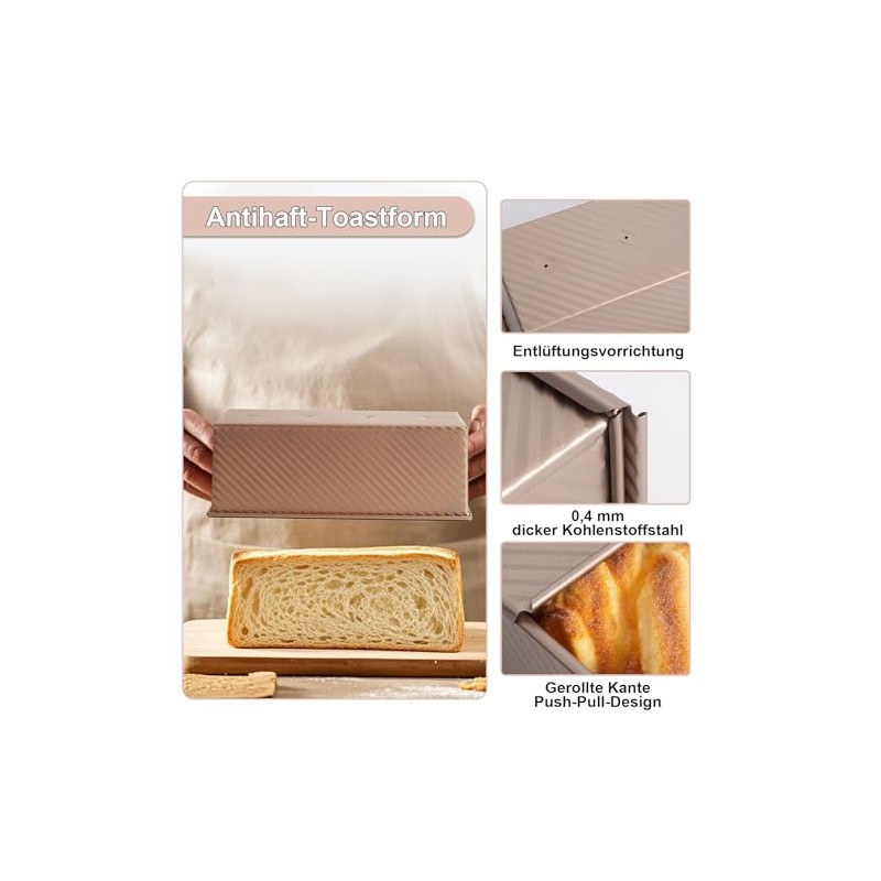 Bread Baking Mould Toast Bread Baking Mould with Lid, Set