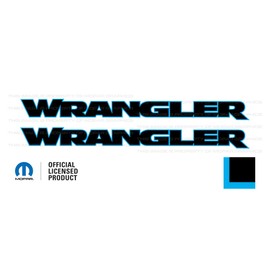Decal Mods Wrangler Hood Graphic Vinyl Decal fits Jeep Wrangler JK/JL/JT (2007-2024) Black w/Light Blue Outline FBLTBLUO (Set of 2) | FJ3V8