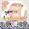 Sensfun Holy Cow I'm One Birthday Backdrop Boho Pampas Floral