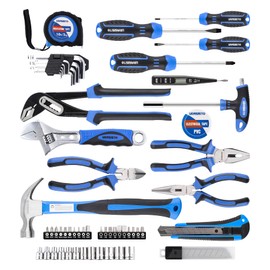 URASISTO 62-Piece Tools Set, General Household Tool Kit with Storage Toolbox, Basic Tool Set for Home, Garage, Apartment, Basic Portable Tool Set for Dorm, DIY, and as a Gift