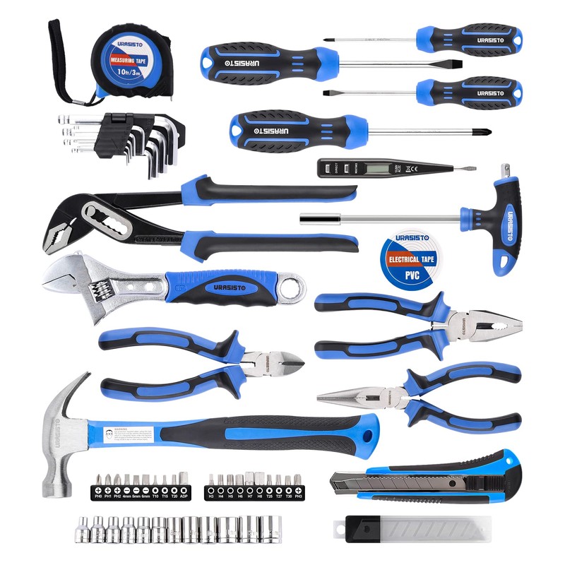 URASISTO 62-Piece Tools Set, General Household Tool Kit with Storage