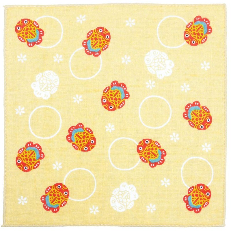 Hamamonyo Washed Towel Handkerchief, Tin Goldfish, Blue