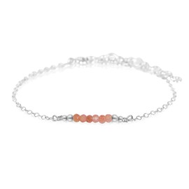 Tiny Sparkling Sunstone Faceted Bead Bar Bracelet in Sterling Silver