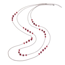 Noessla Long Silver Necklace for Women Bohemian Layered Statement Costume Long Necklaces for Women Fashion Jewelry Mothers Day Gifts(Red)