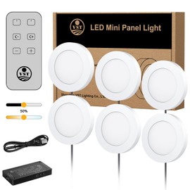 VST Under Cabinet Lights CCT 3000K-6500K, LED Puck Light Color Temperature and Brightness Adjustable with Touch Remote Dimmer and ETL-Listed Led Driver for Drawer Wardrobe Kitchen （White）