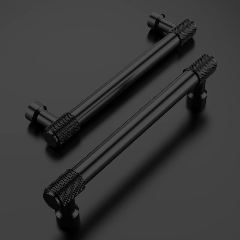 Amerdeco 10 Pack Matte Black Cabinet Pulls 128mm(5Inch) Hole Center