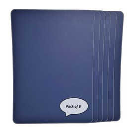 Nikalaz Set of 6 Placemats Made of Recycled Leather (18"x13", Blue)