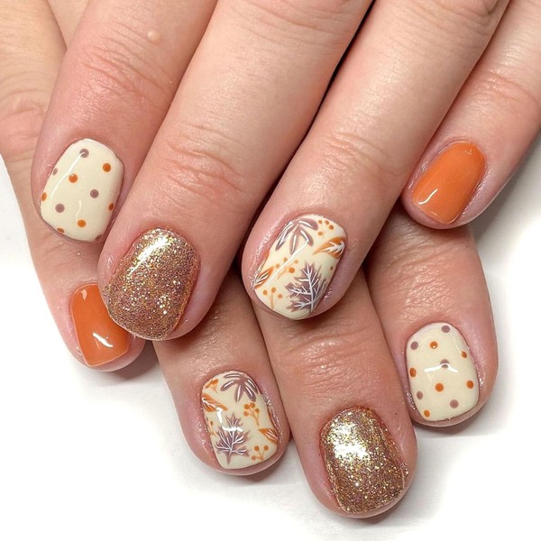 Autumn Press on Nails Short Square Fake Nails with Maple