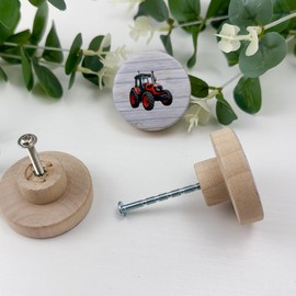 Lasyman 8 Pack Wooden Farm Tractor Themed Cabinet Drawer Knobs 1-4/5inch Unique Cute Round Furniture Dresser Drawer Handles and Pulls