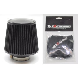 1320 Performance 2.5 inch Universal air filter & pre filter reusable short Black