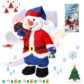 Humor Ted Jumping Singing Dancing Snowman Santa Plush Toys,Funny Novelty Electric Snowman Stuffed Animals Animated Christmas Plush Toy White Elephant Gifts 2025 Xmas Gift for Kids,15"