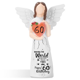 Hosetim 60th Birthday Gifts for Women,Happy 1965 60th Birthday Angel Figurine Decorations for Woman,Sculpted Hand-Painted Figure Gifts for 60 Year Old Women,Mom,Grandma,Sister,Friends