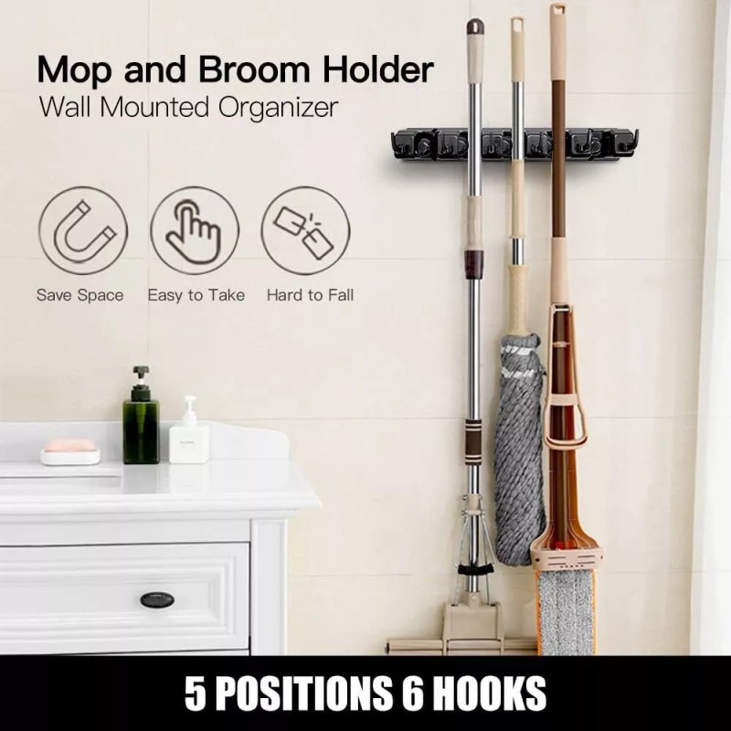 IMILLET 2 Pack Mop and Broom Holder, Wall Mounted Organizer