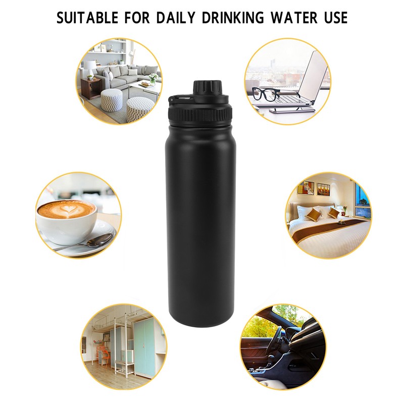 Stainless Steel Water Bottle Leak Proof Black Lightweight Insulated Water