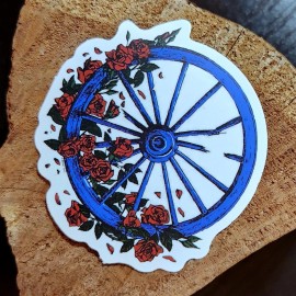 Grateful Dead & Co - Jerry Garcia 🛞🌹 2 ¼” Broken Wheel Roses Vinyl Stickers