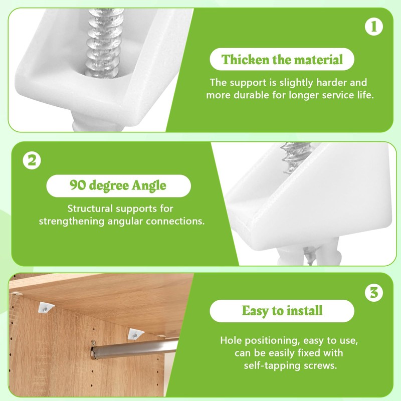 SuperDi White Shelf Support Pins Brackets with Self-Tapping Screws, 90°