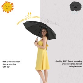 UV Umbrella Protection Sun Compact Windproof Reverse Umbrella’s for Rain-Automatic Folding Inverted Car Travel Umbrella Portable for Women and Men Auto Close