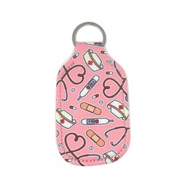 Hand Sanitizer Holder for Backpack Kids Travel Size Baseball Softball Keychain (Nurse, Pack of 2)