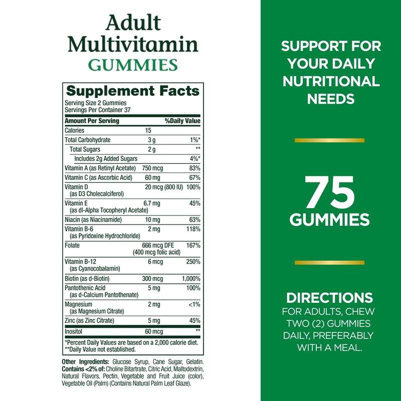 Nature's Bounty Adult Multivitamin Gummies, Vitamin Supplement, Daily Nutritional Needs,