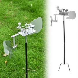 Blueshyhall Garden Rock Band Windmill, Handmade Metal Drummer Windmill, Percussionist Music Figurines and Statues,Wind Spinners for Yard Lawn Garden Patio Decor (Silver)