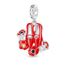 GNOCE The Wonderful Wizard of Oz Ruby Slippers Pendant Dangle Charm 925 Sterling Silver Charm Fit Bracelet/Necklace Jewellery Gift for Women Girls Wife Daughter