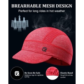 GADIEMKENSD Cooling Cycling Cap, Skull Cap Helmet Liner with Flip Brim, Sun Protection Running Cap for Men Women Under Helmet, Lightweight Hard Hat Liner Summer Beanie for Biking Motocycle Red