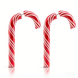 MDDRUIQI Stocking Stuffers for Women - Xmas Cane Candy Earrings | Christmas Pajamas Accessories Shirts Outfits - White Elephant Gifts for Adults - Christmas Decorations Shirts Outfits Sweater Dresses
