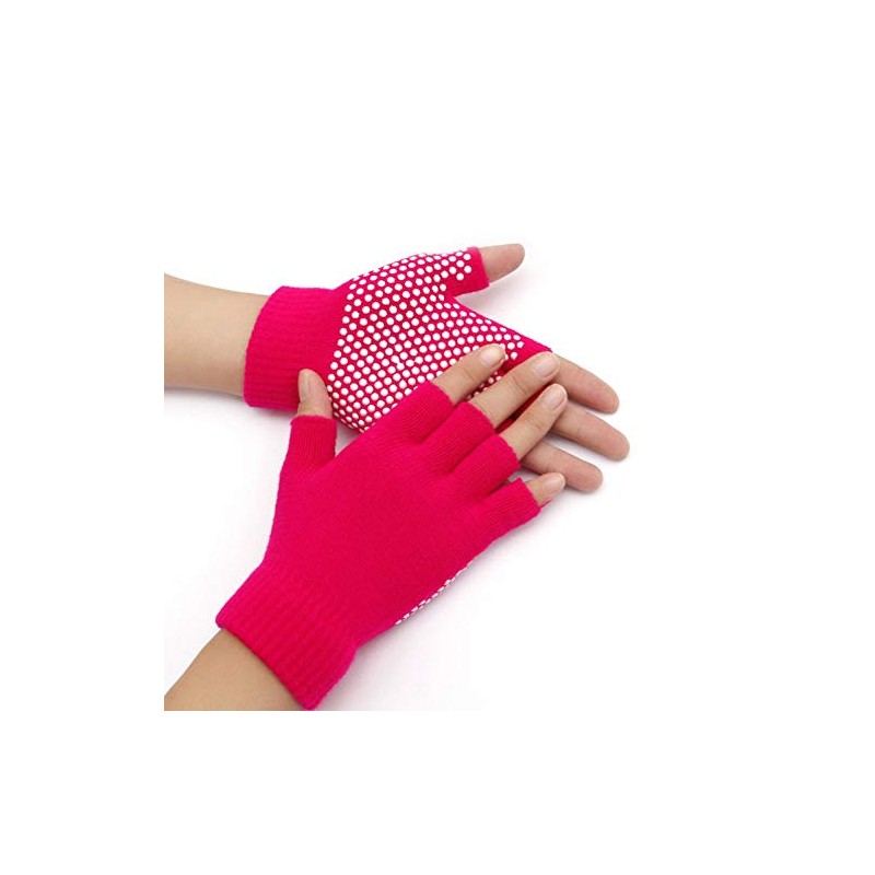 Grippy Yoga Gloves Non-Slip Fingerless Exercise Grip Gloves Texturizing Beads