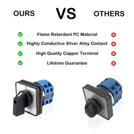 VictorsHome Changeover Switch LW28-63 3 Positions 12 Terminals Universal Rotary Cam Selector Latching Switches 690V 63A