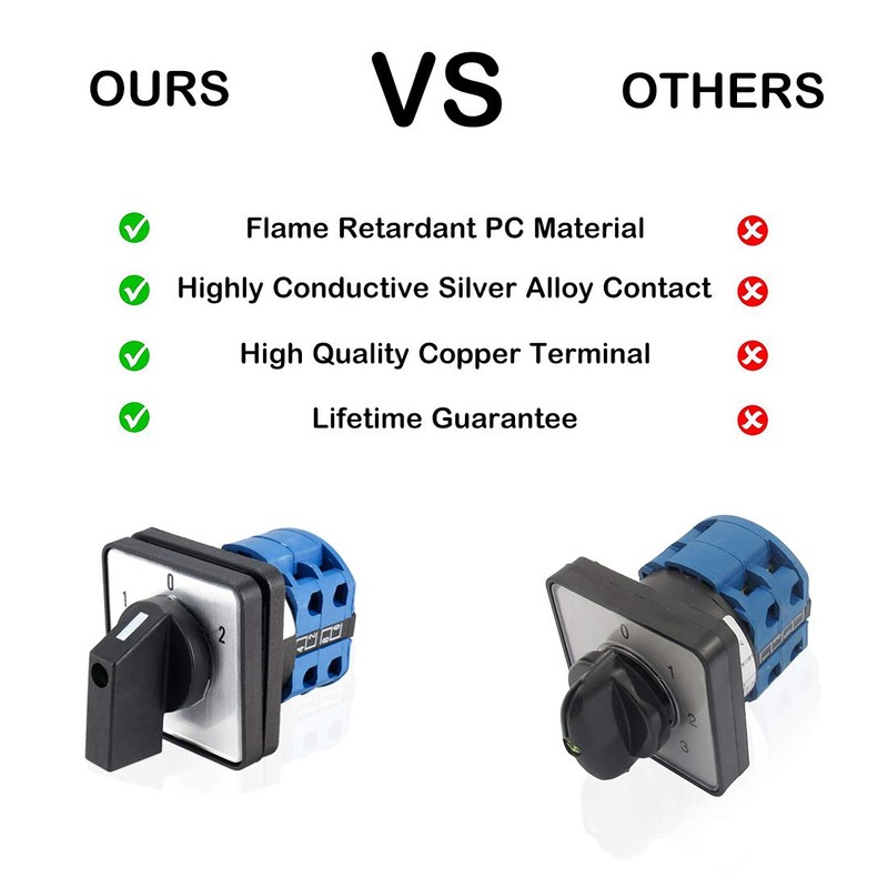 VictorsHome Changeover Switch LW28-63 3 Positions 12 Terminals Universal Rotary