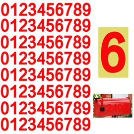 Yuomtf Reflective Mailbox Numbers Sticker for Outside，8 Sets 0-9 Self Adhesive Waterproof Number for Houses，Door，Cars ，Trucks(2inch, Red)