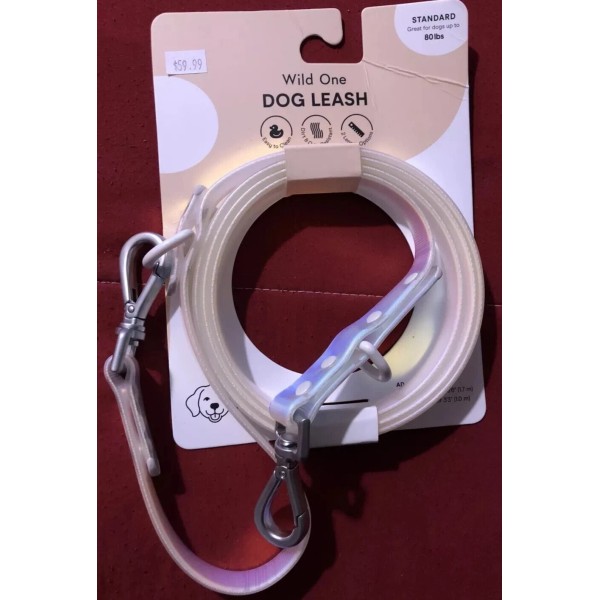 Wild One Adjustable Dog Leash White Solar Holographic BRAND NEW