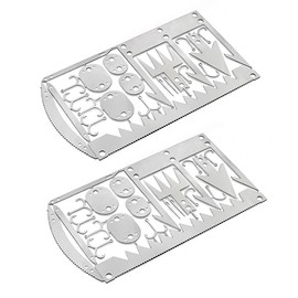 DUBENS 2 Pieces 22 in 1 Survival Kit Camping Outdoor Emergency Equipment Tool Fishing Hook Card Durable Fishing Tackle Portable Fishing and Hunting Tool Card (Silver)