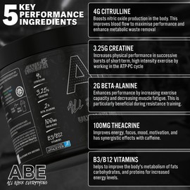 Applied Nutrition Bundle ABE Pre Workout 315g + ABE Black Bullet Shaker | All Black Everything Pre Workout Powder, Energy & Physical Performance with Creatine, Beta Alanine (Baddy Berry)