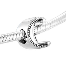 Letter Initial A - Z Charm Alphabet Bead 925 Sterling Silver Letter Charms fit for DIY Charm Bracelet & Necklace (C)