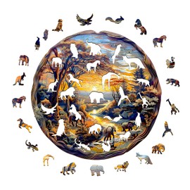 Wooden Puzzles for Adults, Wooden Jigsaw Puzzles for Adults Kids, Elephant at Sunset-2 Unique Shaped Wood Puzzles Adult, Creative Birthday Gifts for Friends Family Game (8.5 * 8.4in 100pcs)