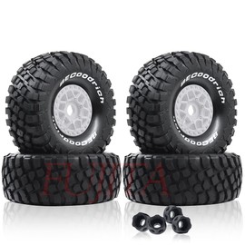fujita 138MM OD 1/7 1/8 RC Short Course Truck Tyres Set All-Terrain Performance Tyres for TRX UDR 85086-4 ARRMA Mojave EXB YK4072 YKDF7 YK4073 TB7 (White)