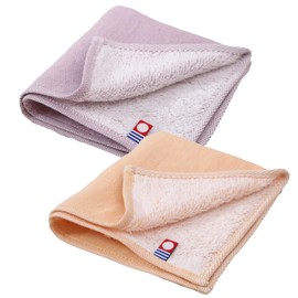 Imabari Towel Certified Handkerchief, Hand Towel, Towel Handkerchief, Made in Japan, 100% Cotton, 9.8 x 9.8 inches (25 x 25 cm), Set of 2 (Gauze Fabric, Purple, Orange)