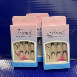 Red Aspen 3X Frinail Press On Nails - 24 Pcs Black Glitter 7 - Short Size