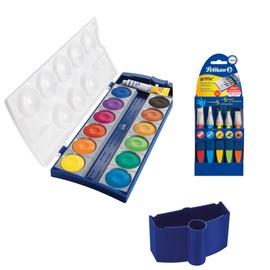Water Box 808246 for Pelikan Deck Paint Box School Standard (Deck Paint Box 12 Colours + Water Box + Brush Set 5-Piece)