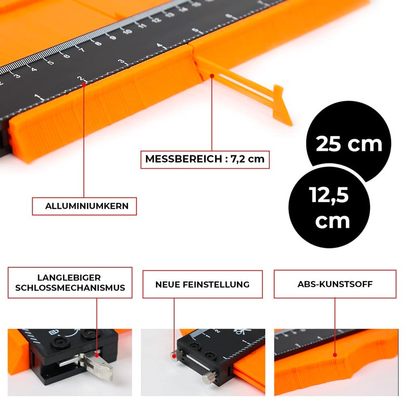 bestTools Contour Gauge Set 12.5 cm & 25 cm Precise