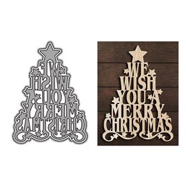 Merry Christmas Tree Metal Die Cuts, Merry Christmas Tree Cutting Dies Cut Stencils DIY Scrapbooking Cards Decorative Embossing Paper Dies for Album Card Making Scrapbooking