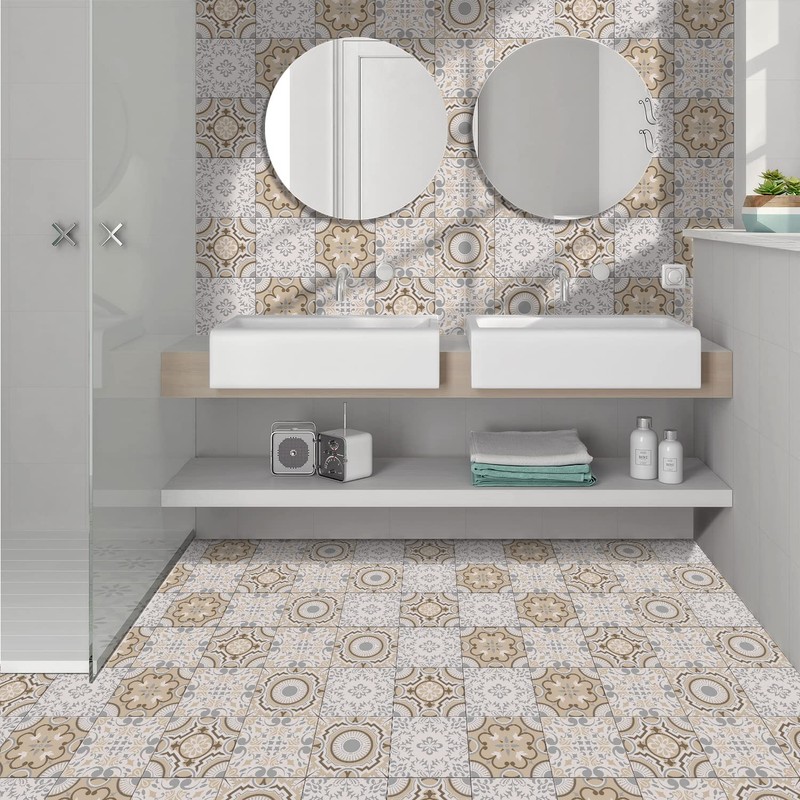 Thickened Frosted Vinyl Floor Wall Tile Sticker, Self-Adhesive Peel and