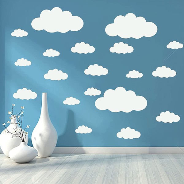 Big Clouds Wall Decals Removable DIY Large Vinyl Sticker Self Adhesive Wallpaper for Living Room Nursery Children Baby Kids Boys Girls Bedroom Decor Home Art Mural Dec