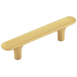 Hickory Hardware 1 Pack Solid Core Kitchen Cabinet Pulls, Luxury Cabinet Handles, Hardware for Doors & Dresser Drawers, 3 Inch Hole Center, Brushed Golden Brass, Maven Collection