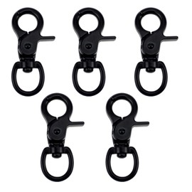 Pack of 5 Scissor Carabiners, Swivel Carabiner, Zinc Alloy Scissor Carabiner, for Dog Chain, Cat Belt, Key Chains, Camera Belt (Black)