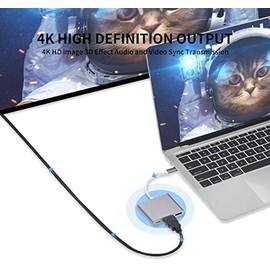 Adaptador USB C a HDMI, USB 3.1 tipo C a HDMI 4K multipuerto AV convertidor con puerto USB 3.0 adaptador Mac HDMI, USBC Digital AV Multi puerto