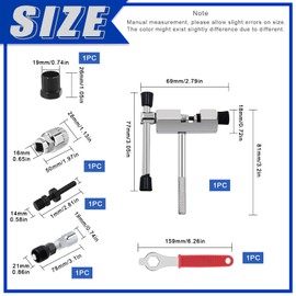Glarks 6Pcs Bike Repair Tool Kit Including Bicycle Crank Extractor, Bike Bottom Bracket Removal Tool with Anti Drop Auxiliary Tool, 16mm Spanner, Bike Freewheel Remover and Bike Chain Breaker Tool